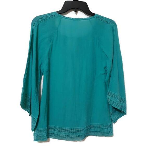 Esley cotton gauzy top or swim coverup sz S crocheted threadwork - Picture 5 of 8